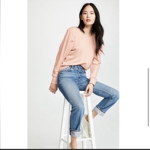 Joie Korbyn light peach pleated details shoulder Paded & raglan sleeves pullover